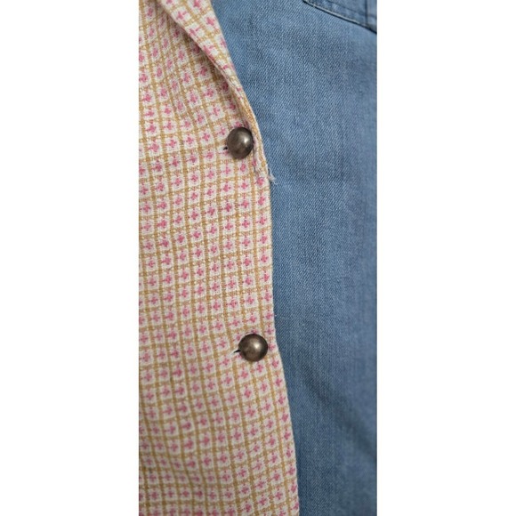 Fashion Nova Denim Tweed Blazer Jacket Women XL Pink Gold Blue - Picture 5 of 10